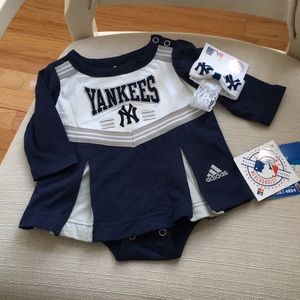 Yankees Onesie Dress and Headband
